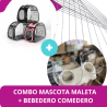 COMBO MASCOTA MALETA + BEBEDERO COMEDERO