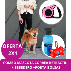 COMBO COLLAR RETRACTIL + BEBEDERO+PORTABOLSAS
